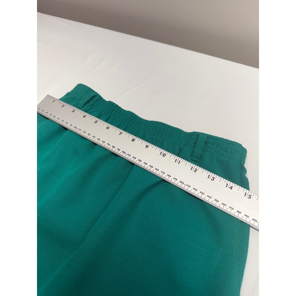 Alfred Dunner Vintage Emerald Green Midi Skirt Petite 6 Elastic Waist USA Made - Picture 5 of 7